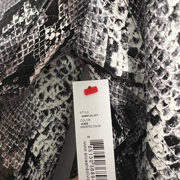 Alice + Olivia Snakeskin print leather jacket coat - Picture 6 of 6